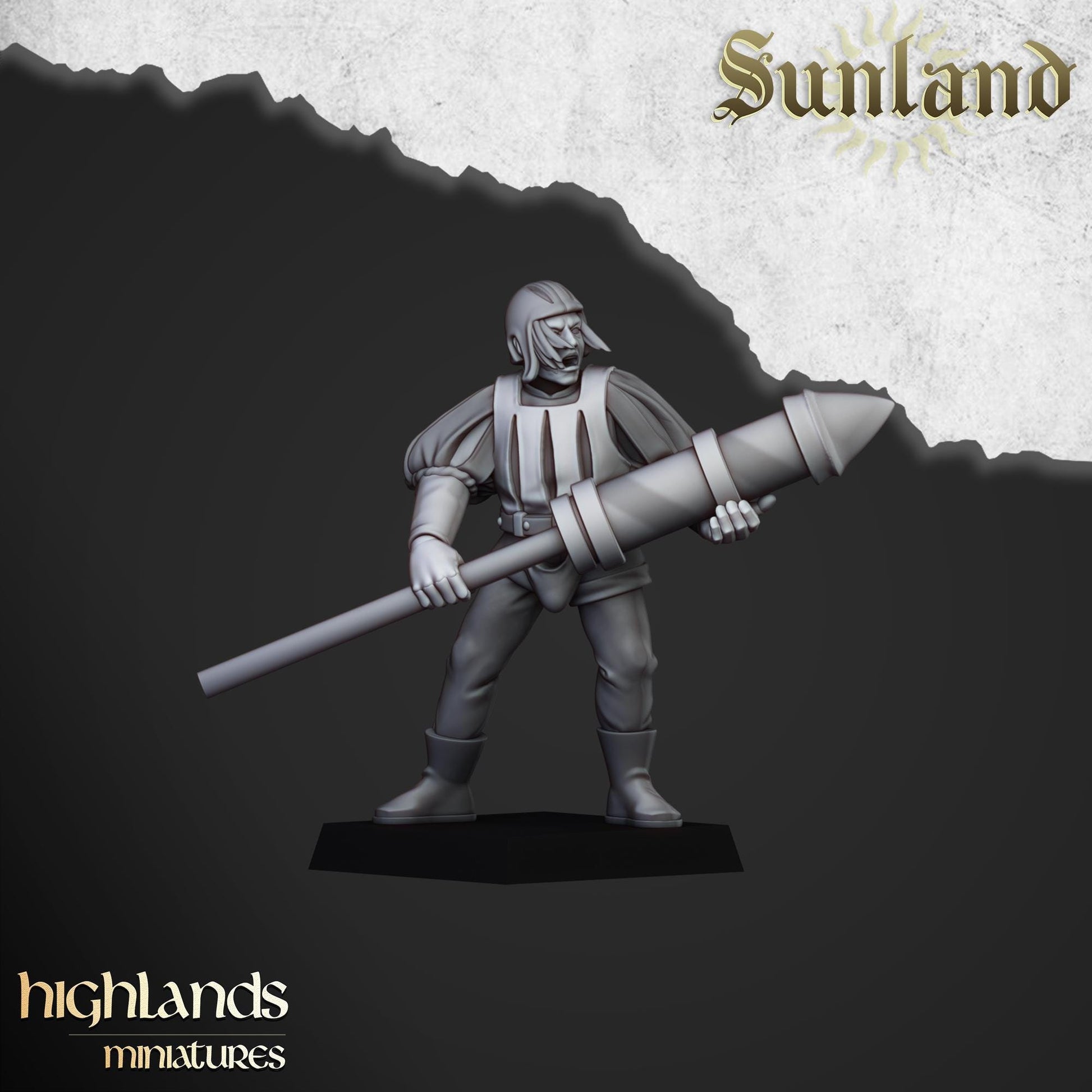 Sunland Artillery Set with Crew, Rocket Launcher, Mortar, Volley Gun Highland Miniatures Various Scales (US tariffs are pre-paid by us)