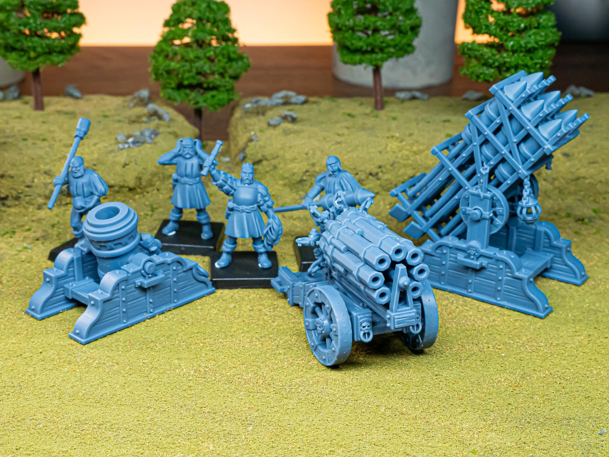 Sunland Artillery Set with Crew, Rocket Launcher, Mortar, Volley Gun Highland Miniatures Various Scales (US tariffs are pre-paid by us)