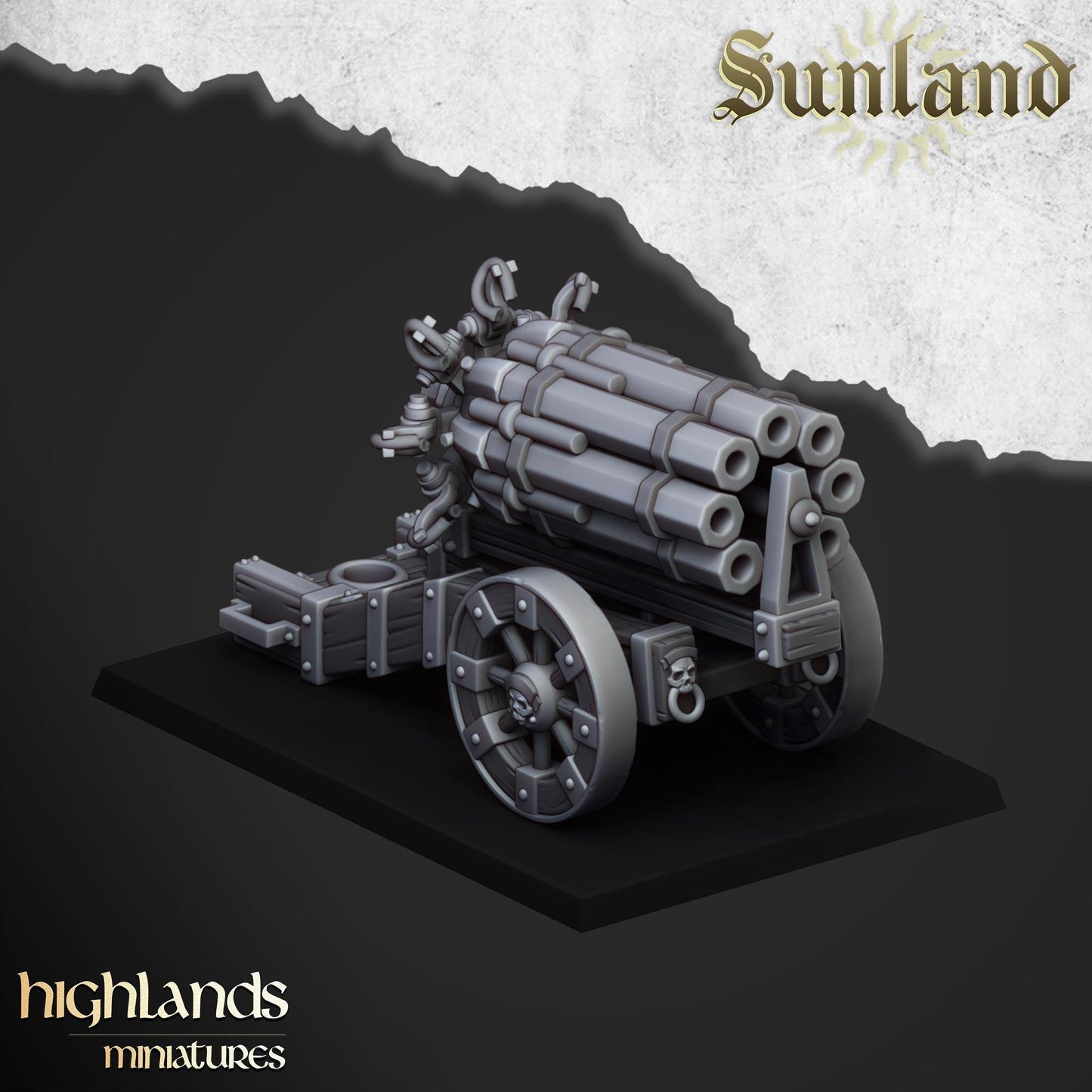 Sunland Artillery Set with Crew, Rocket Launcher, Mortar, Volley Gun Highland Miniatures Various Scales (US tariffs are pre-paid by us)
