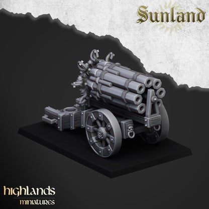Sunland Artillery Set with Crew, Rocket Launcher, Mortar, Volley Gun Highland Miniatures Various Scales (US tariffs are pre-paid by us)