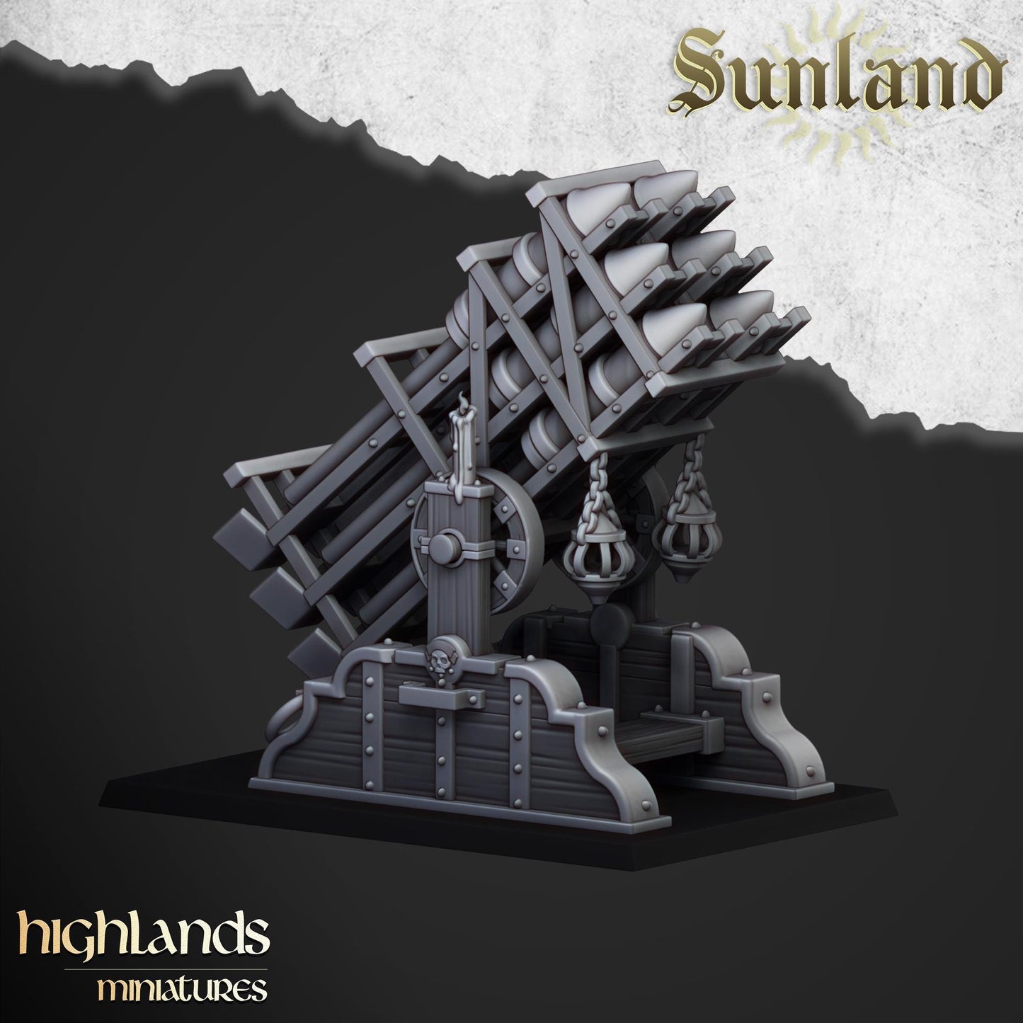 Sunland Artillery Set with Crew, Rocket Launcher, Mortar, Volley Gun Highland Miniatures Various Scales (US tariffs are pre-paid by us)