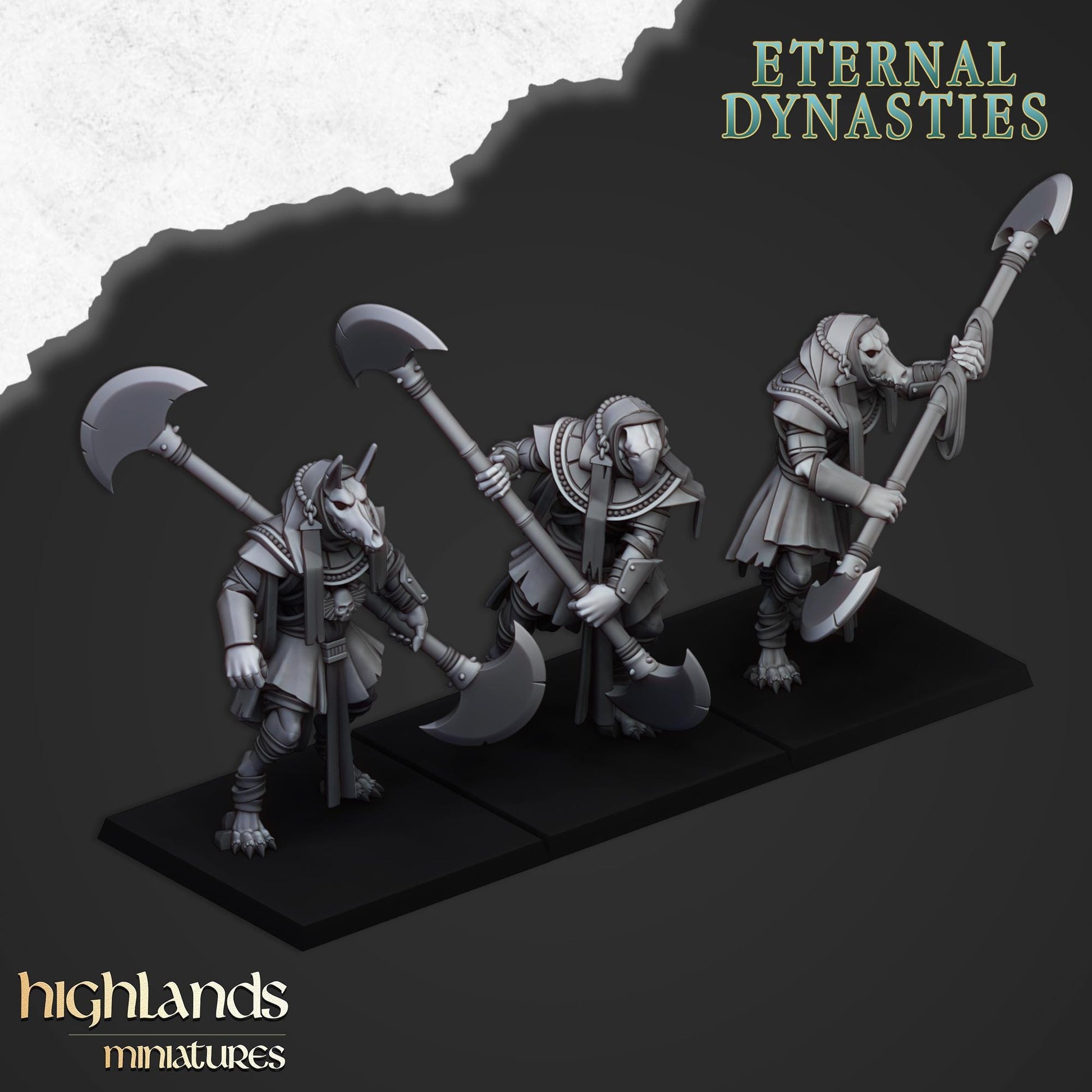 Eternal Anubis Guard Monstrous Infantry 3 models Highland Miniatures Various Scales (US tariffs are pre-paid by us)