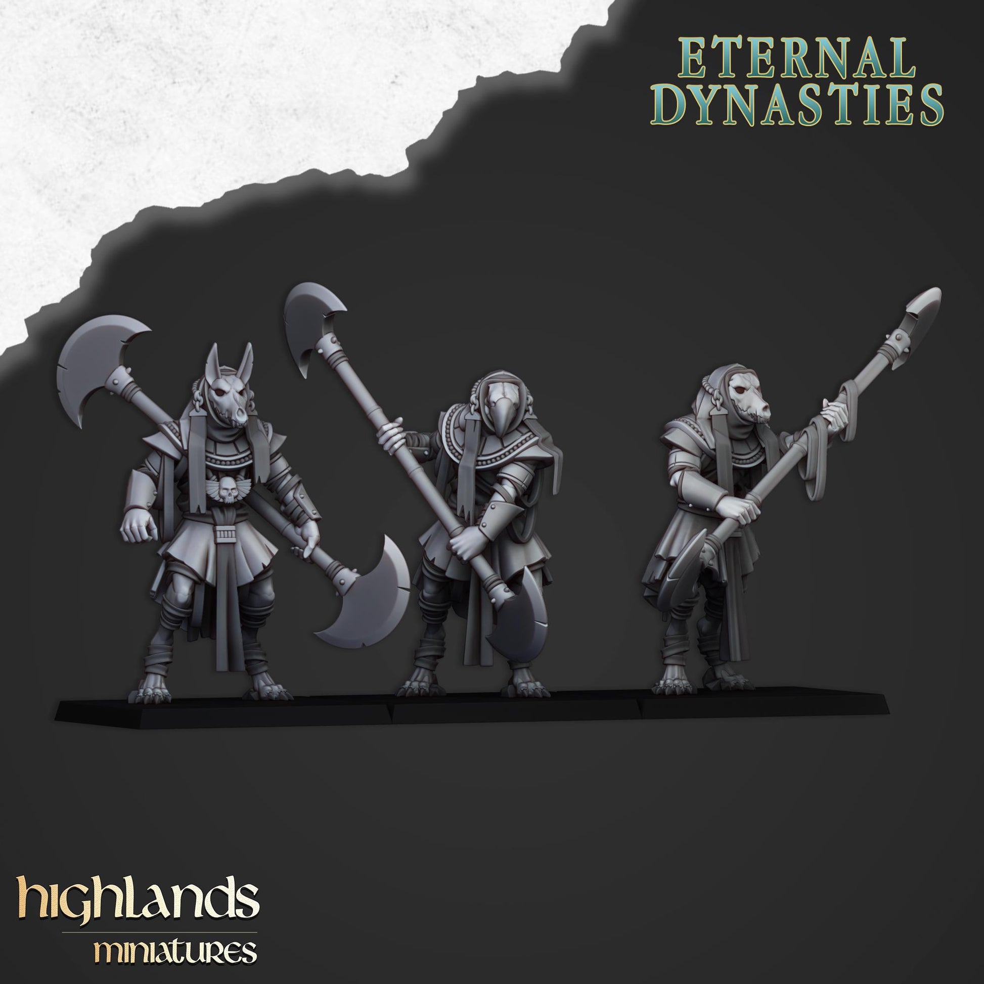 Eternal Anubis Guard Monstrous Infantry 3 models Highland Miniatures Various Scales (US tariffs are pre-paid by us)