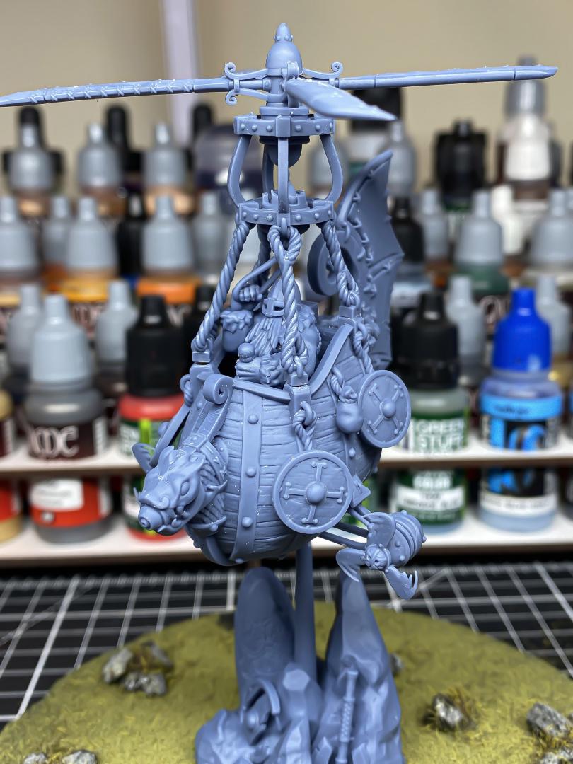 Dwarf Flying Machine with Crew and Scenic Base 4 Variants Highland Miniatures Various Scales (US tariffs are pre-paid by us)