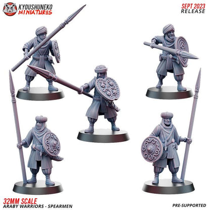 Araby Warriors: Spearmen with Command Group (10 models) Various Scales Historical Wargaming (US tariffs are pre-paid by us)