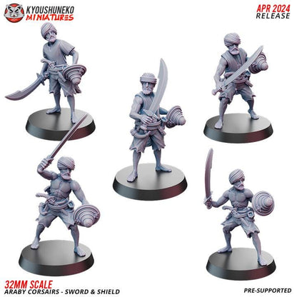 Araby Corsairs Sword and Shield with Command Group (10 models) Various Scales Historical Wargaming (US tariffs are pre-paid by us)