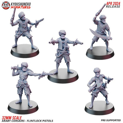 Araby Corsairs Flintlock Pistols with Command Group (10 models) Various Scales Historical Wargaming (US tariffs are pre-paid by us)