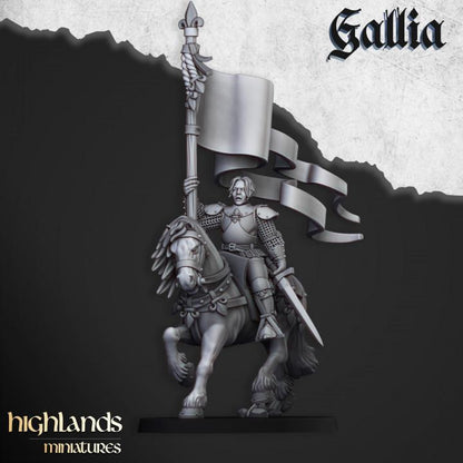 Baroness of Gallia on Horse with Banner Highland Miniatures Hero Various Scales (US tariffs are pre-paid by us)