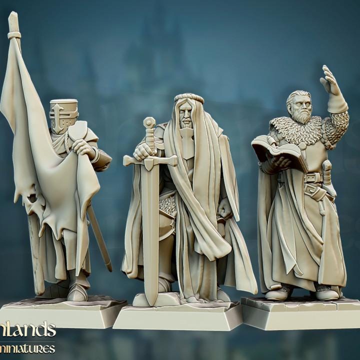 Gallia Crusaders with Command Group 10 models Highland Miniatures Various Scales (US tariffs are pre-paid by us)