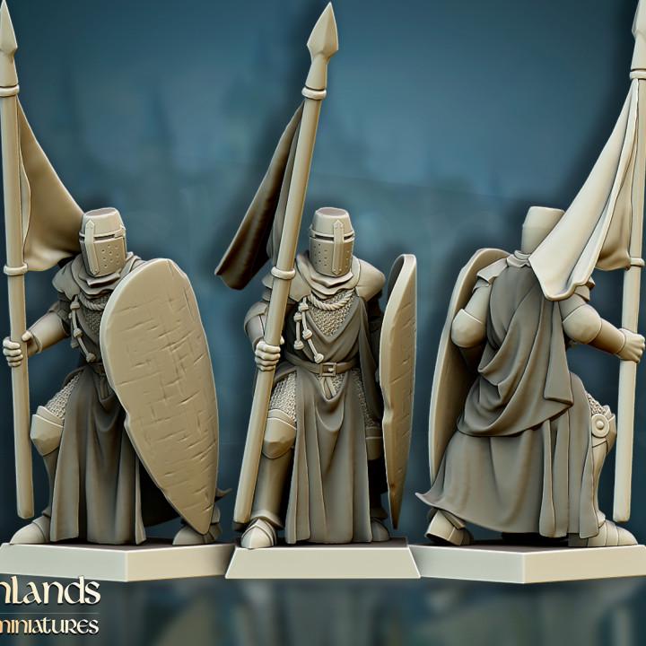 Gallia Crusaders with Command Group 10 models Highland Miniatures Various Scales (US tariffs are pre-paid by us)