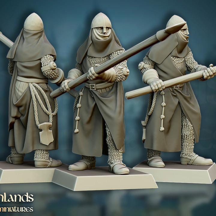 Gallia Crusaders with Command Group 10 models Highland Miniatures Various Scales (US tariffs are pre-paid by us)