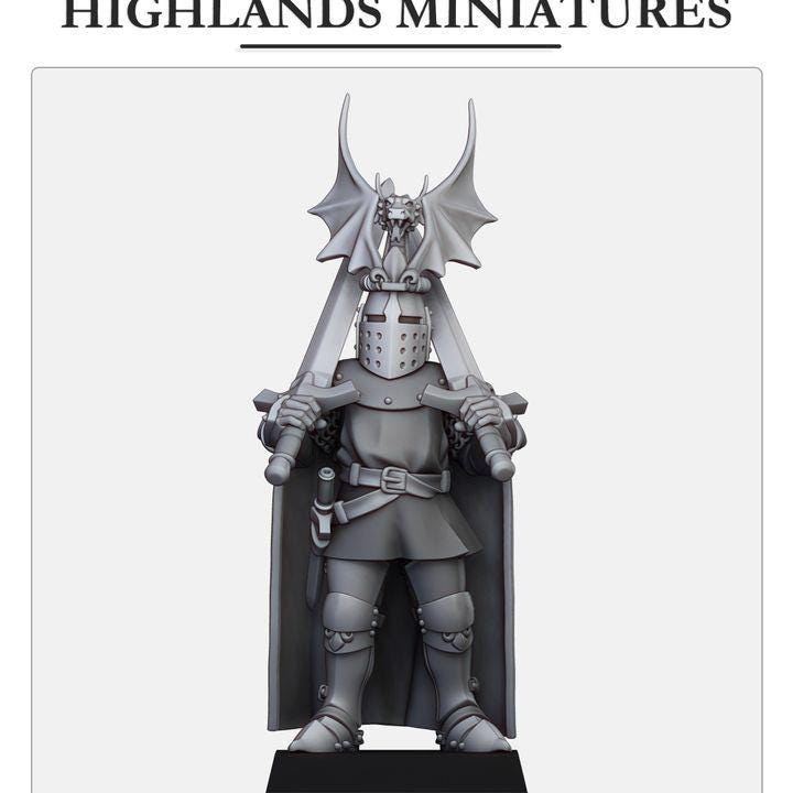 Dismounted Sir Jaume with dual swords Highland Miniatures Gallia Hero Various Scales (US tariffs are pre-paid by us)