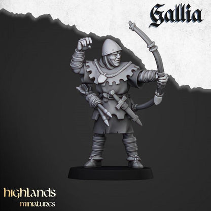 Gallia Archers with Command Group 10 models Highland Miniatures Various Scales (US tariffs are pre-paid by us)