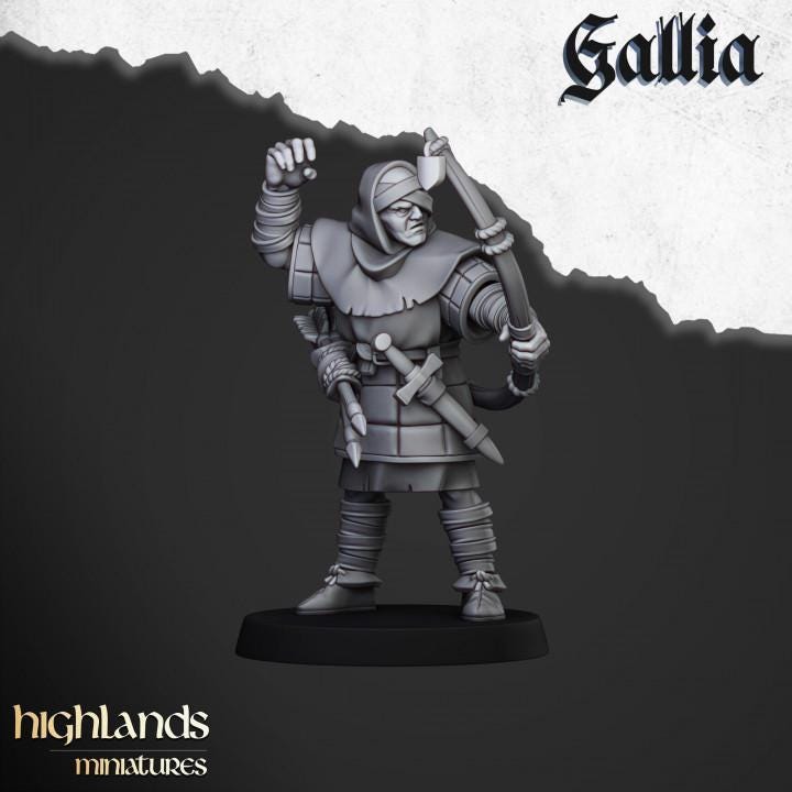 Gallia Archers with Command Group 10 models Highland Miniatures Various Scales (US tariffs are pre-paid by us)