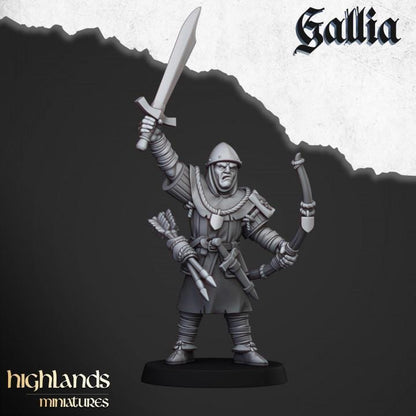 Gallia Archers with Command Group 10 models Highland Miniatures Various Scales (US tariffs are pre-paid by us)