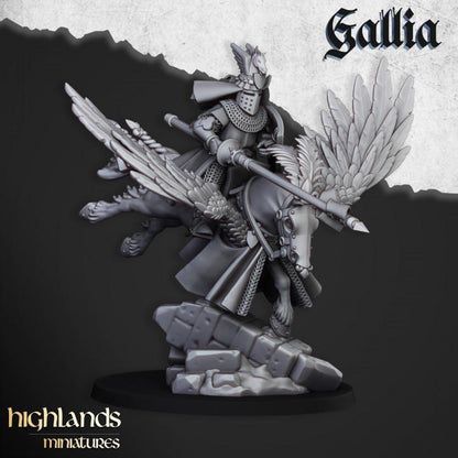 Gallia Knights on Pegasus with Scenic Bases 3 Mounted models Highland Miniatures Various Scales (US tariffs are pre-paid by us)