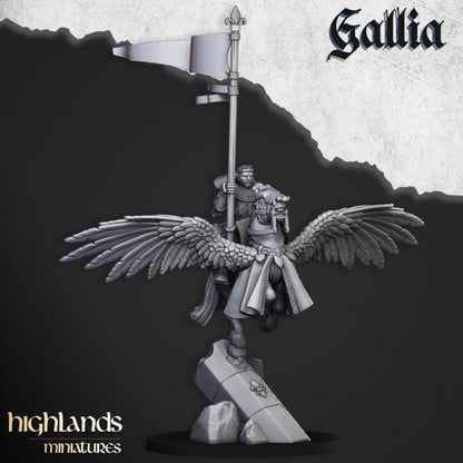 Gallia Knights on Pegasus with Scenic Bases 3 Mounted models Highland Miniatures Various Scales (US tariffs are pre-paid by us)