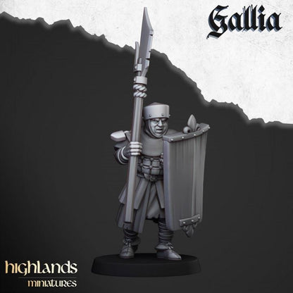 Gallia Men at Arms with Command Group 10 models Highland Miniatures Various Scales (US tariffs are pre-paid by us)