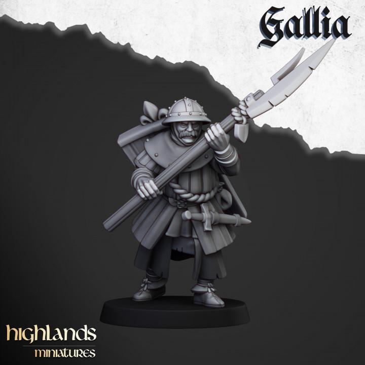 Gallia Men at Arms with Command Group 10 models Highland Miniatures Various Scales (US tariffs are pre-paid by us)
