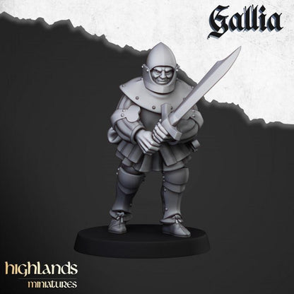 Gallia Men at Arms with Command Group 10 models Highland Miniatures Various Scales (US tariffs are pre-paid by us)