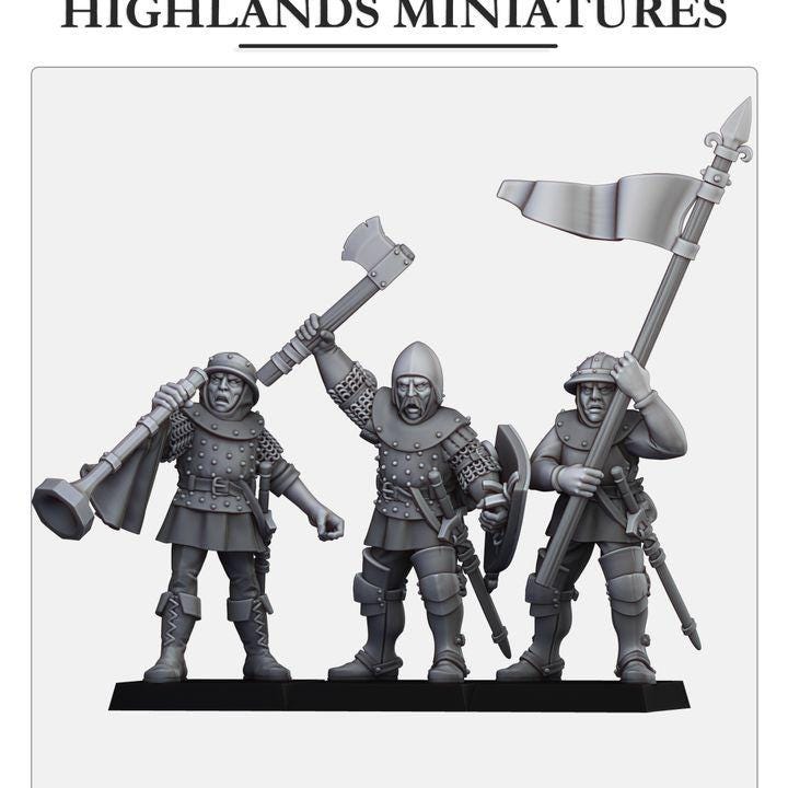 Gallia Handgunners Crossbowmen with Command Group 10 models Highland Miniatures Various Scales (US tariffs are pre-paid by us)