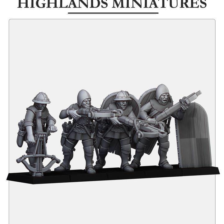 Gallia Shooters Crossbowmen with Command Group 10 models Highland Miniatures Various Scales (US tariffs are pre-paid by us)
