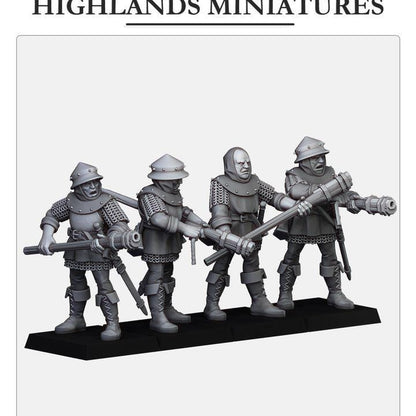 Gallia Handgunners Crossbowmen with Command Group 10 models Highland Miniatures Various Scales (US tariffs are pre-paid by us)