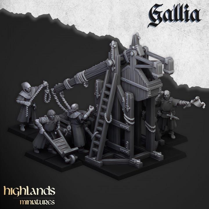 Gallia Trebuchet with Crew Highland Miniatures Various Scales (US tariffs are pre-paid by us)