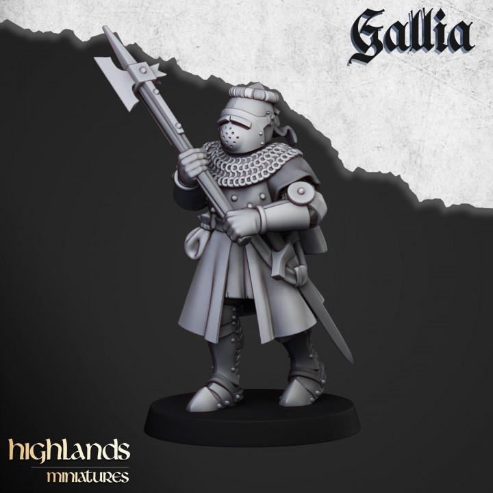 Knights of Gallia on Foot with Command Group 10 models Highland Miniatures Various Scales (US tariffs are pre-paid by us)