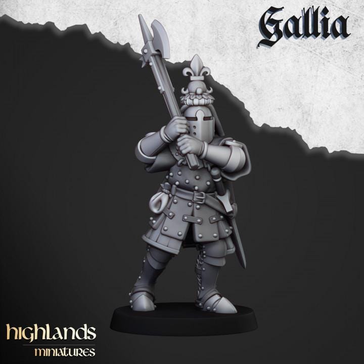 Knights of Gallia on Foot with Command Group 10 models Highland Miniatures Various Scales (US tariffs are pre-paid by us)