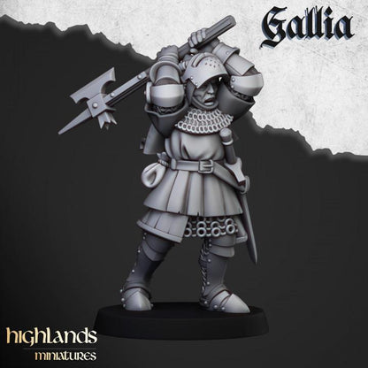 Knights of Gallia on Foot with Command Group 10 models Highland Miniatures Various Scales (US tariffs are pre-paid by us)