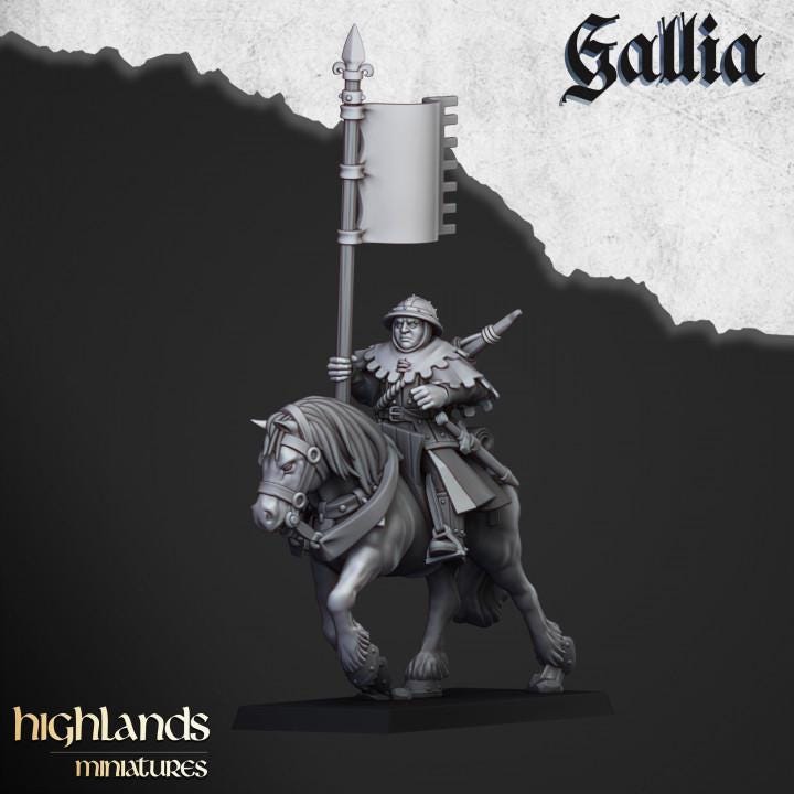 Mounted Men at Arms with Command Group 10 models Highland Miniatures Gallia Cavalry Various Scales (US tariffs are pre-paid by us)