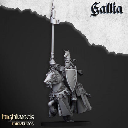 Royal Knights of Gallia with Command Group 10 models Highland Miniatures Cavalry Various Scales (US tariffs are pre-paid by us)