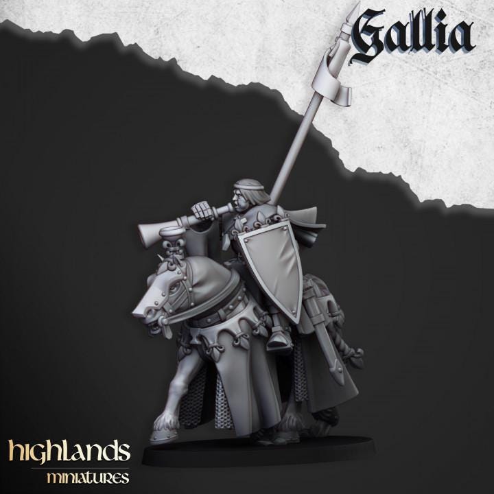 Royal Knights of Gallia with Command Group 10 models Highland Miniatures Cavalry Various Scales (US tariffs are pre-paid by us)