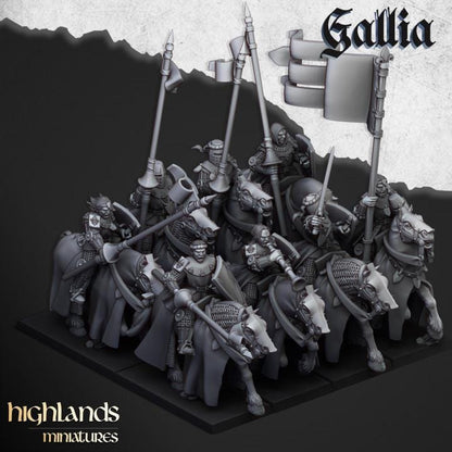 Young Knights of Gallia with Command Group 10 models Highland Miniatures Cavalry Various Scales (US tariffs are pre-paid by us)