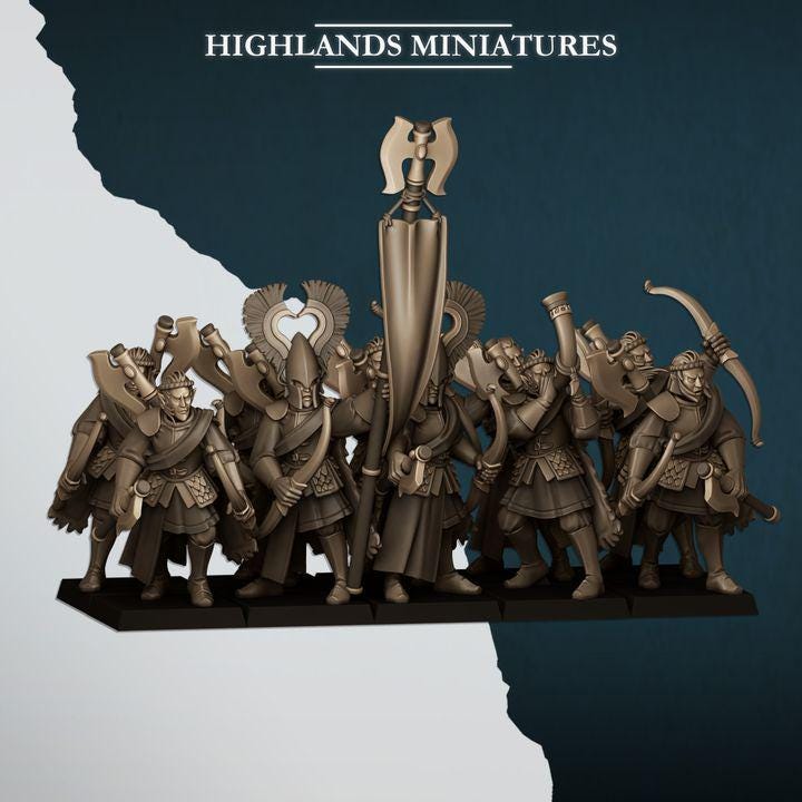 Nemean Lions with Bows Elves with Command Group 10 models Highland Miniatures Various Scales (US tariffs are pre-paid by us)
