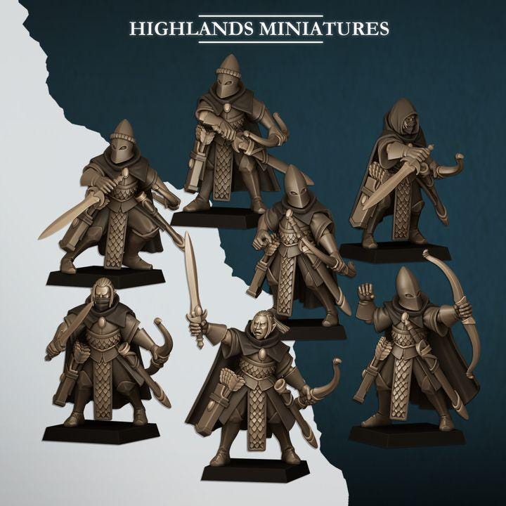 Aegean Elves Shadows 10 models Highland Miniatures Various Scales (US tariffs are pre-paid by us)