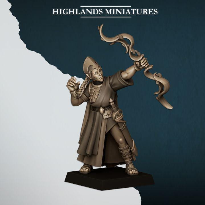 Aegean Elves Maids with Bows 10 models Highland Miniatures Various Scales (US tariffs are pre-paid by us)