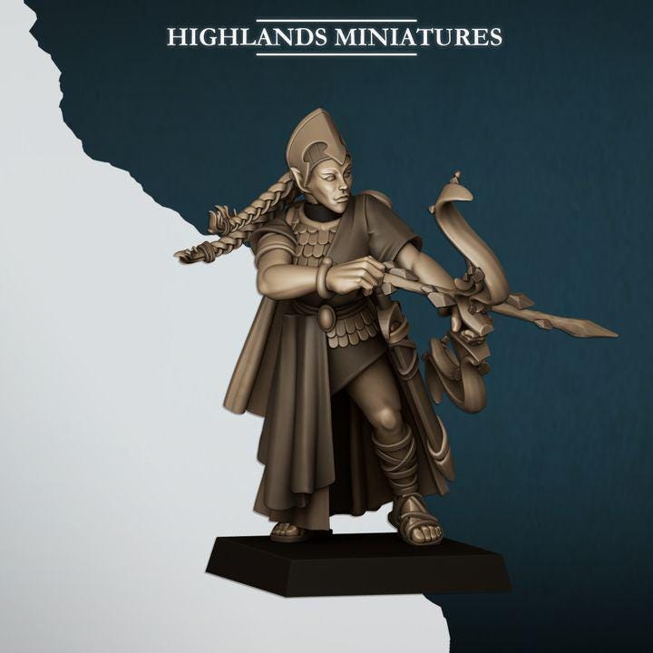 Aegean Elves Maids with Bows 10 models Highland Miniatures Various Scales (US tariffs are pre-paid by us)