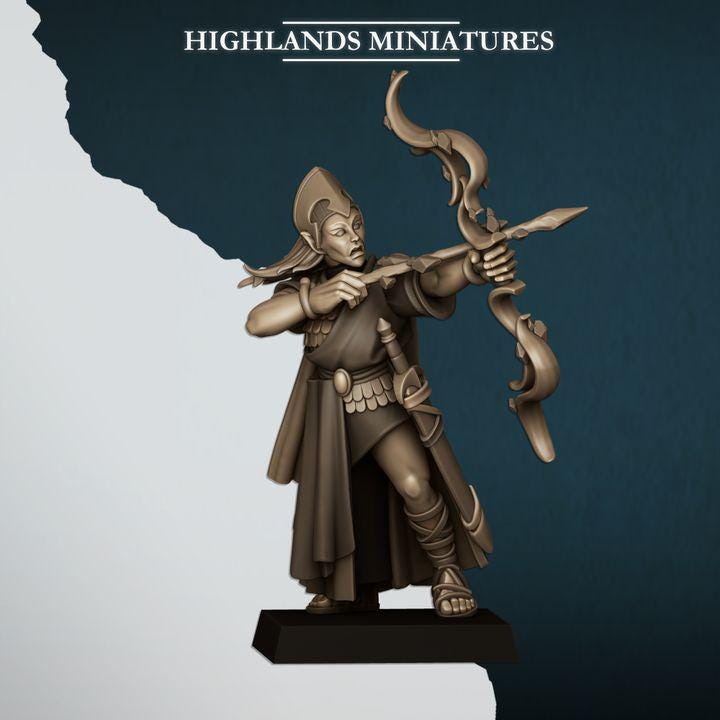 Aegean Elves Maids with Bows 10 models Highland Miniatures Various Scales (US tariffs are pre-paid by us)