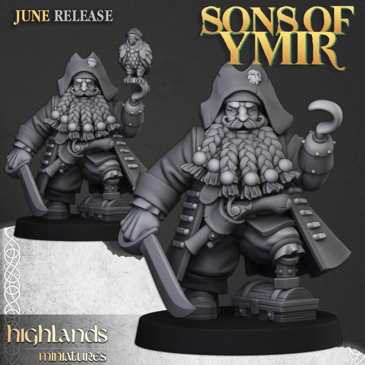 Dwarf Pirates 10 models Highland Miniatures Various Scales (US tariffs are pre-paid by us)