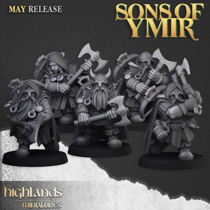 Dwarf Rangers 4 Variants with Command Group 10 models Highland Miniatures Various Scales (US tariffs are pre-paid by us)