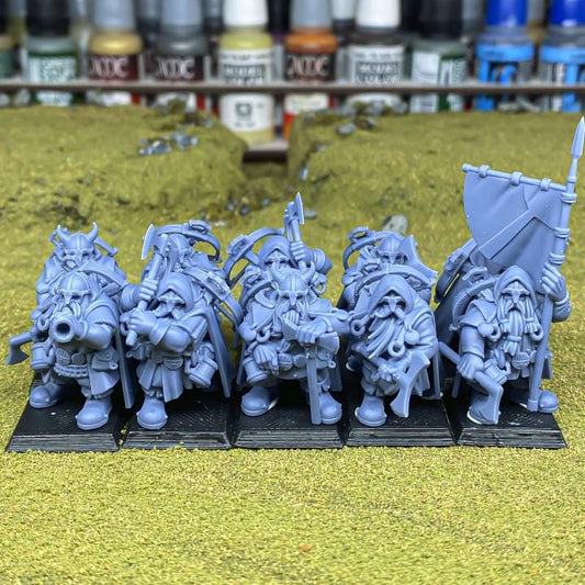Dwarf Rangers 4 Variants with Command Group 10 models Highland Miniatures Various Scales (US tariffs are pre-paid by us)