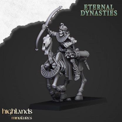 Eternal Ancient Skeletal Cavalry with Bows and Command Group 10 models Highland Miniatures Cavalry Various Scales
