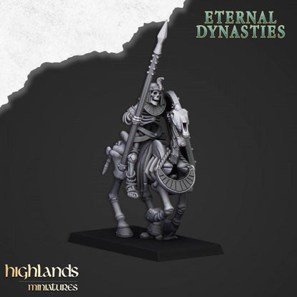 Eternal Ancient Skeletal Cavalry with Spears and Command Group 10 models Highland Miniatures Cavalry Various Scales