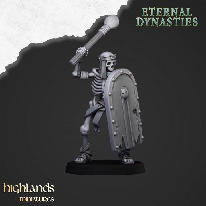 Eternal Ancient Skeletons with Hand Weapons Unit and Command Group 10 models Highland Miniatures Various Scales