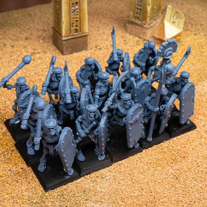 Eternal Ancient Skeletons with Hand Weapons Unit and Command Group 10 models Highland Miniatures Various Scales