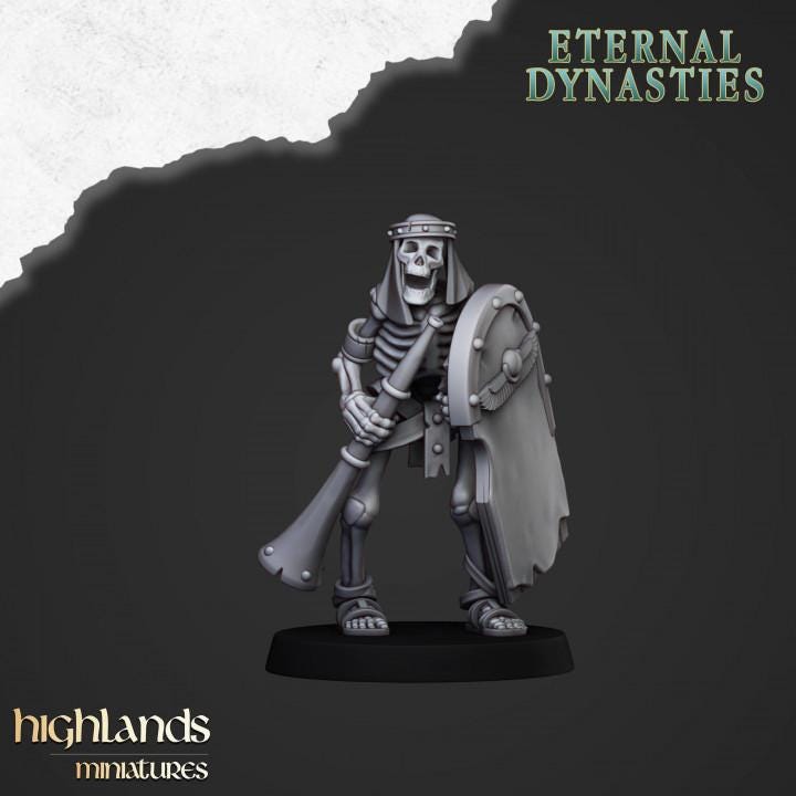 Eternal Ancient Skeletons with Hand Weapons Unit and Command Group 10 models Highland Miniatures Various Scales