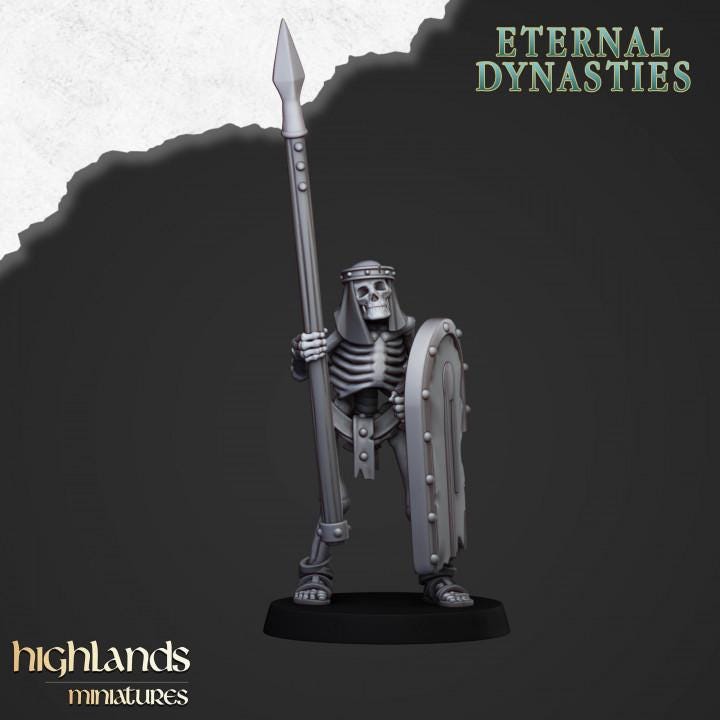 Eternal Ancient Skeletons with Spears Unit and Command Group 10 models Highland Miniatures Various Scales (US tariffs are pre-paid by us)