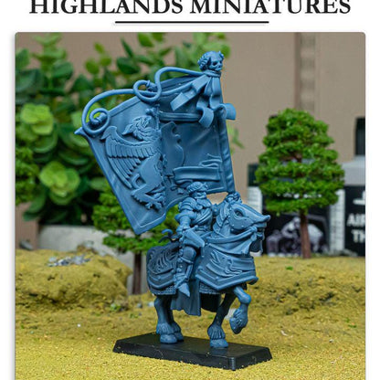 Sunland Battle Standard Bearer on Horse Highland Miniatures Hero Various Scales (US tariffs are pre-paid by us)